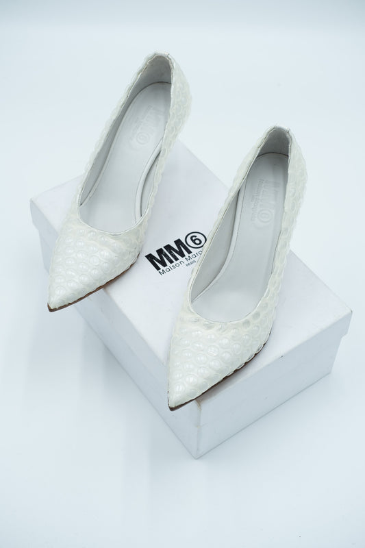 Maison Margiela white bubble-effect pumps