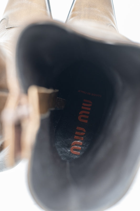 Miu Miu brown leather boots – late 1990s runway