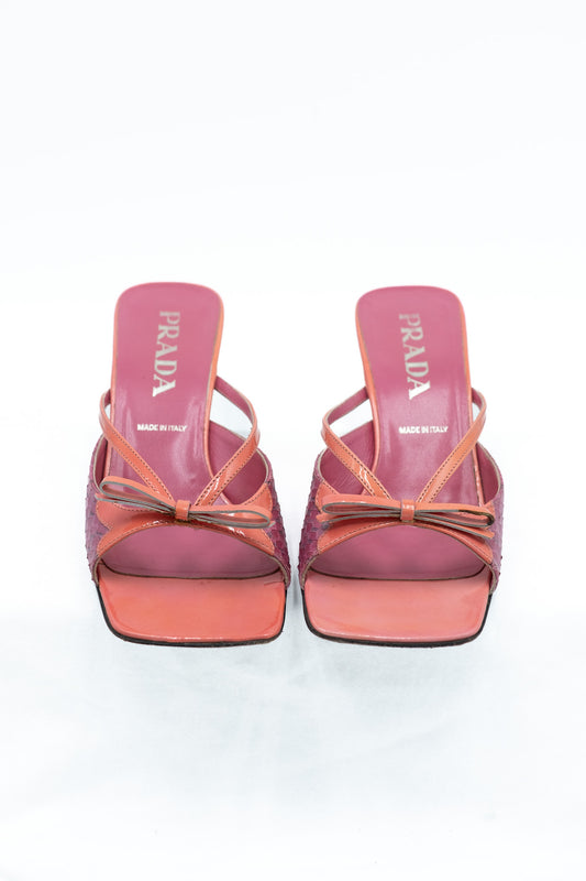 Prada pink mules with python inserts