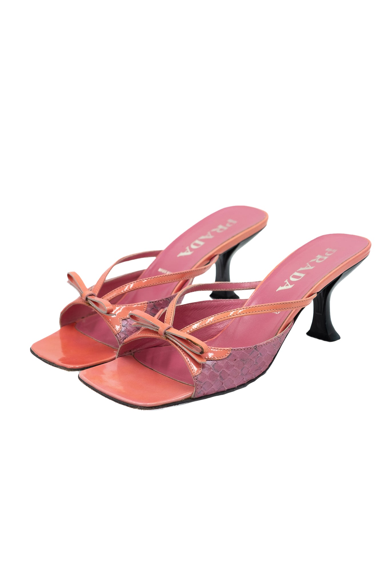 Prada pink mules with python inserts