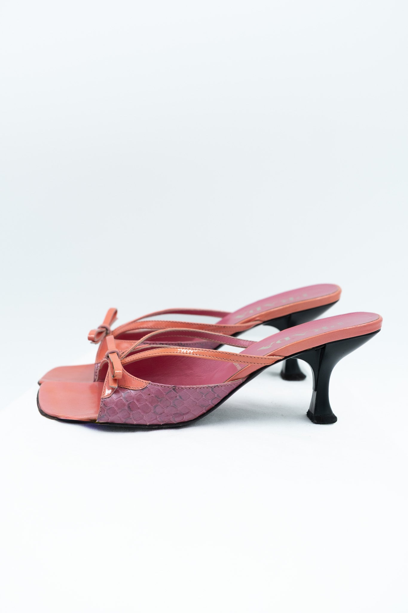 Prada pink mules with python inserts
