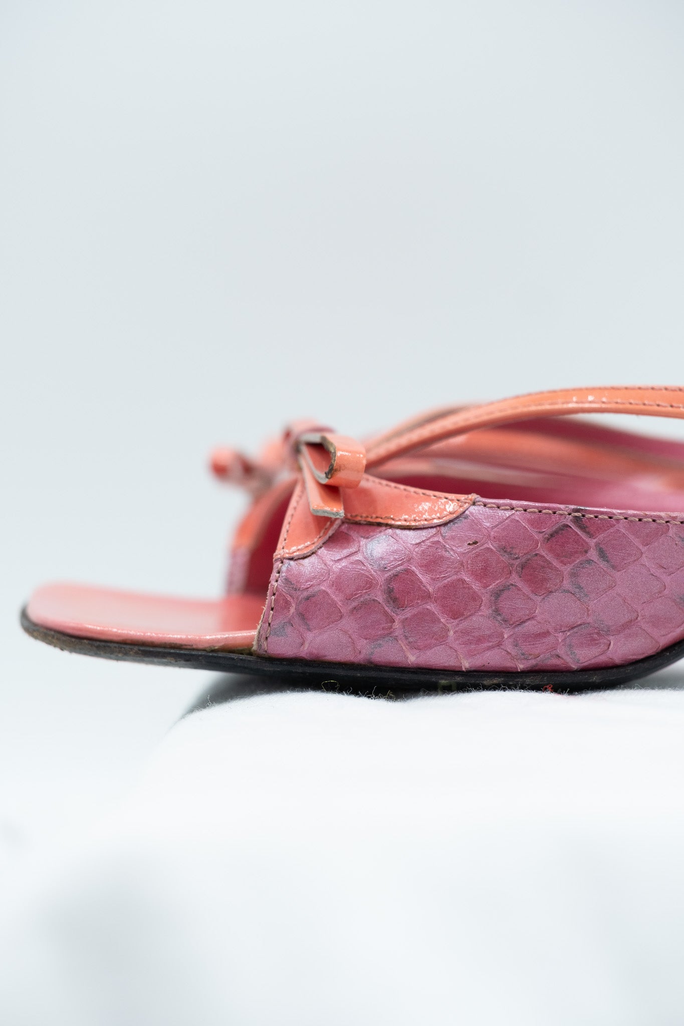 Prada pink mules with python inserts