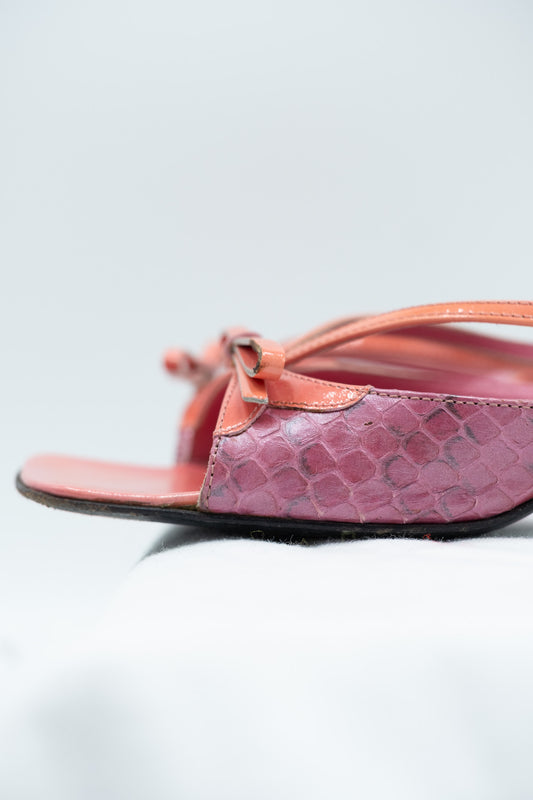 Prada pink mules with python inserts