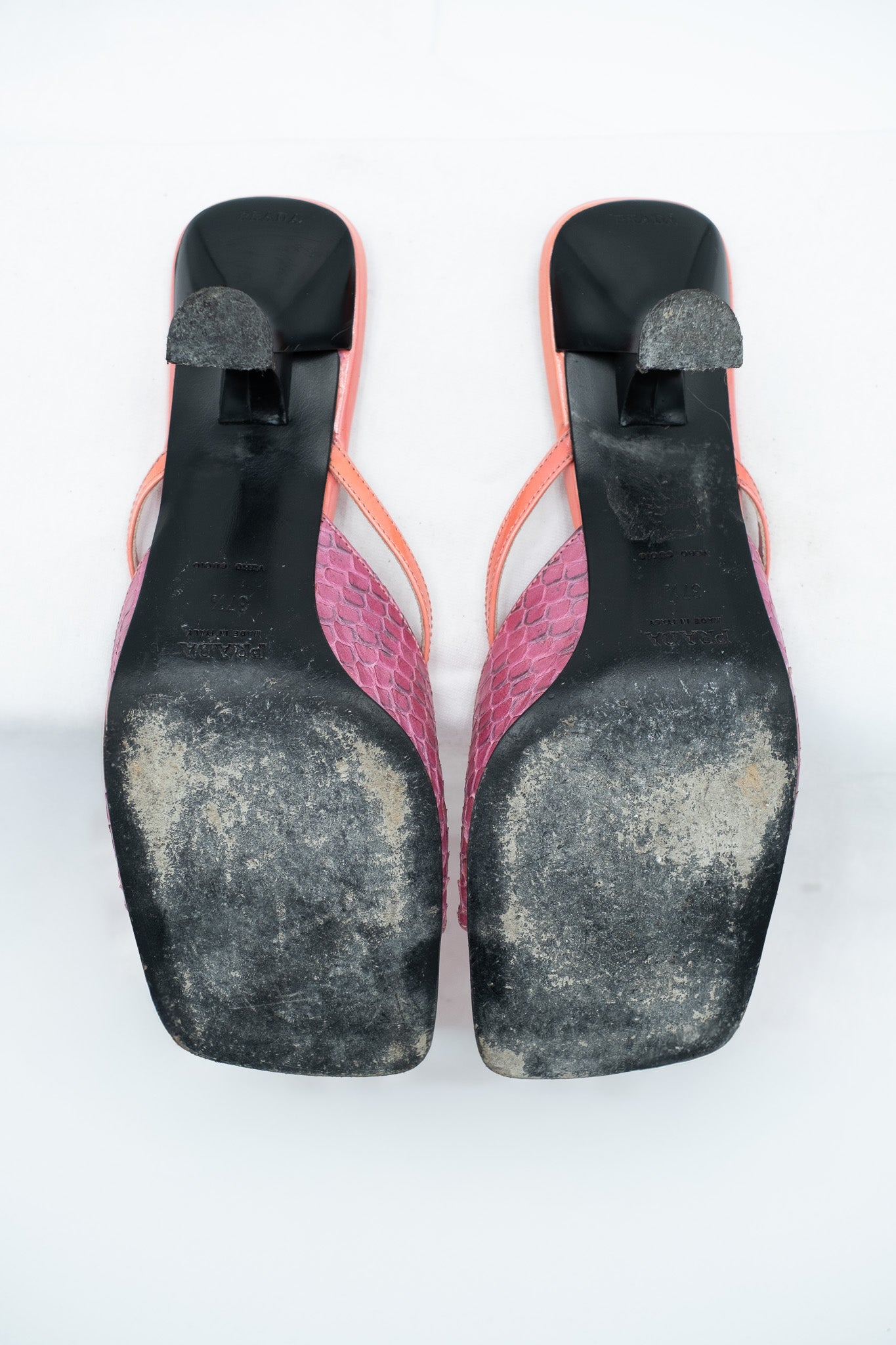 Prada pink mules with python inserts
