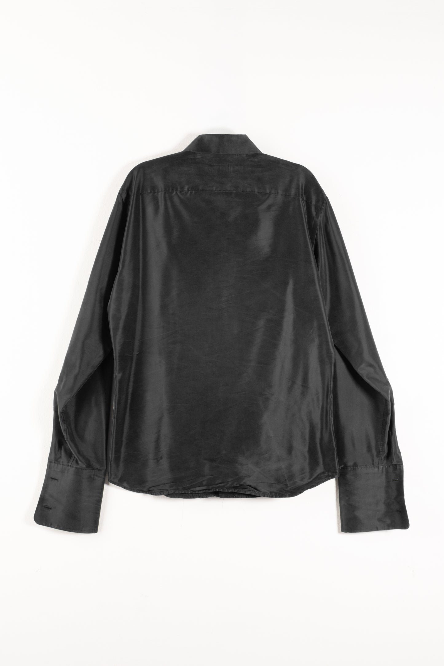 Camicia da smoking in nylon e seta lavata nera da uomo Prada