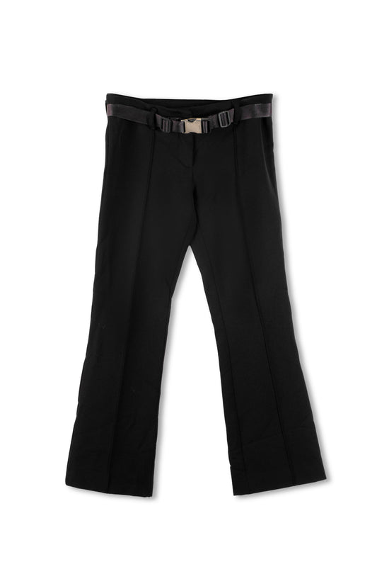 Pantaloni neri con cintura Prada da donna