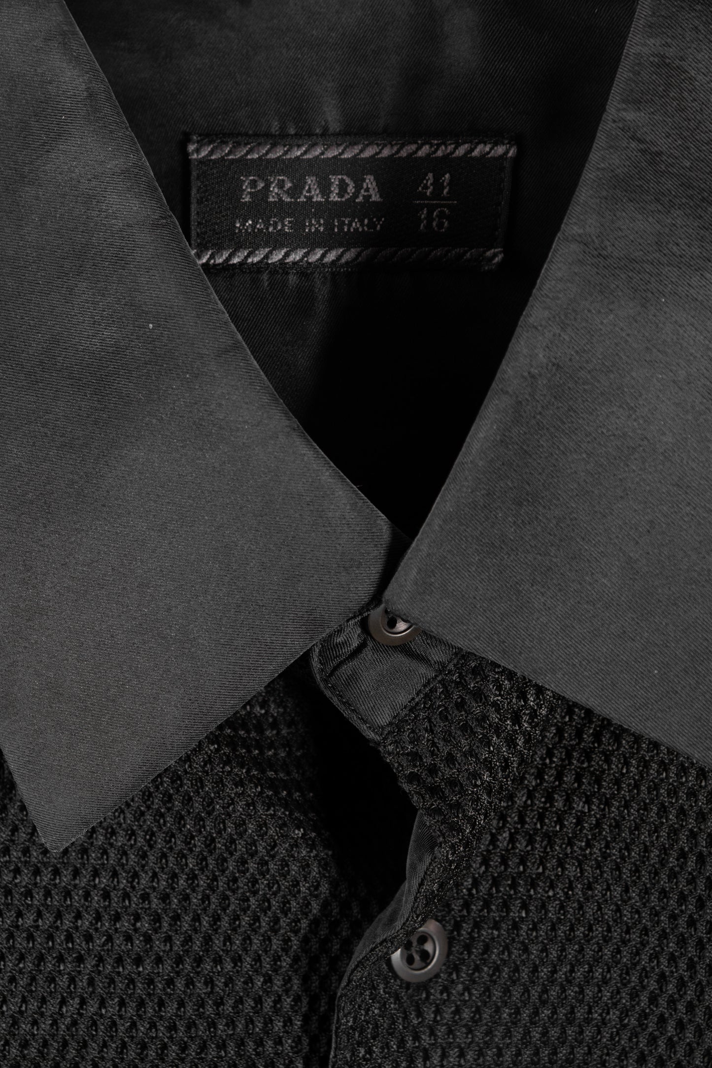 Camicia da smoking in nylon e seta lavata nera da uomo Prada