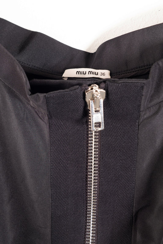 Women's Miu Miu Black Nylon Zipped Skirt