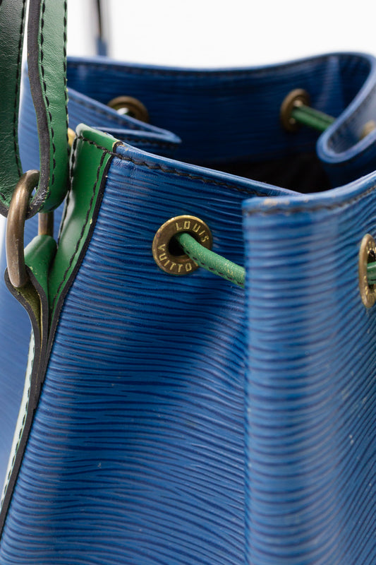 Louis Vuitton Noé Blue and Green Epi Leather Bucket Bag