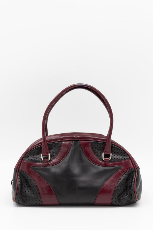 Prada Black & Bordeaux Leather Bowling Bag