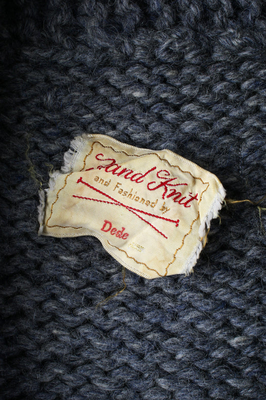 Wool Hand Made Grey Cowichan Sweater