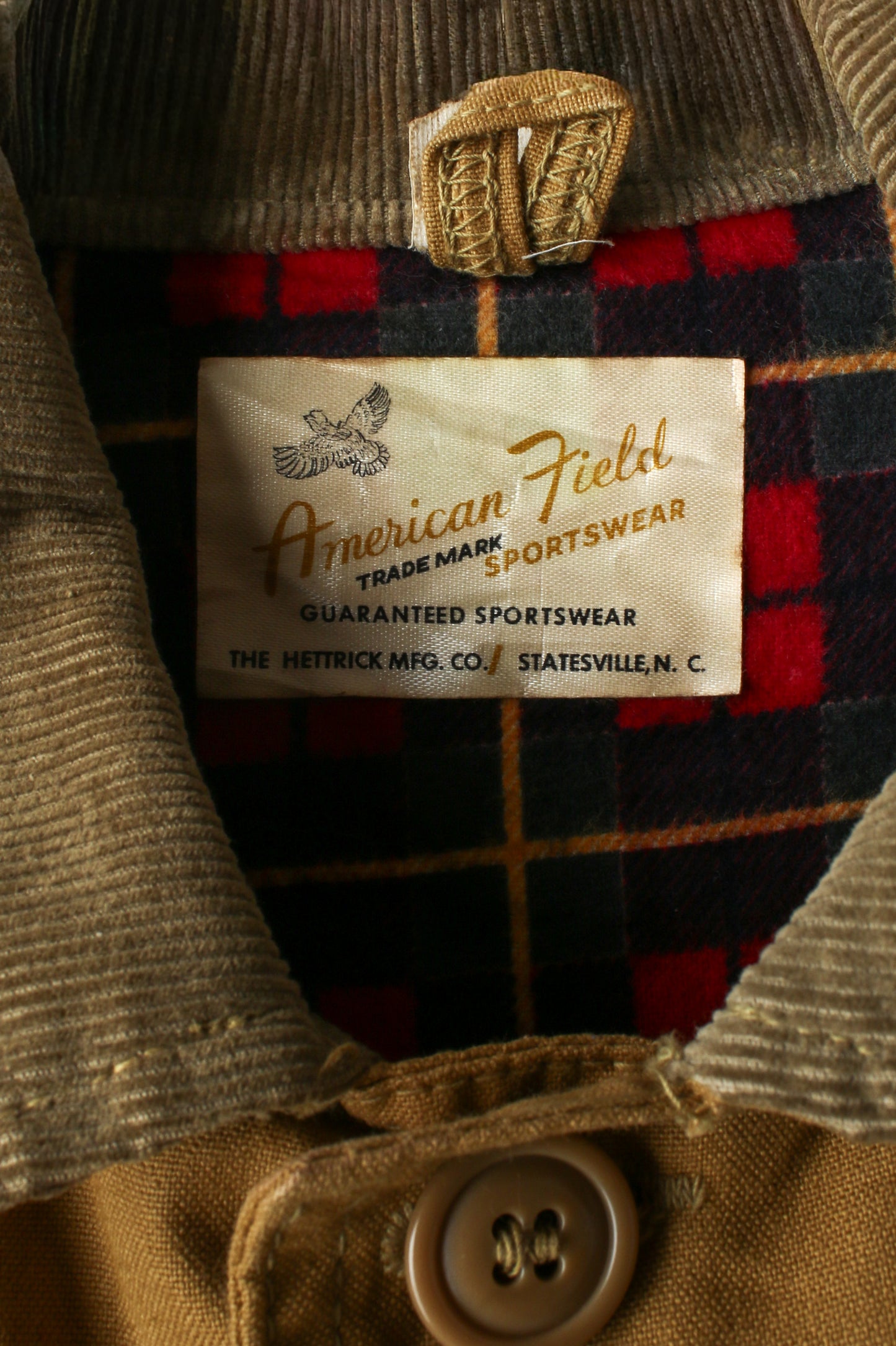 American Field hunting jacket with leather shooting patch
