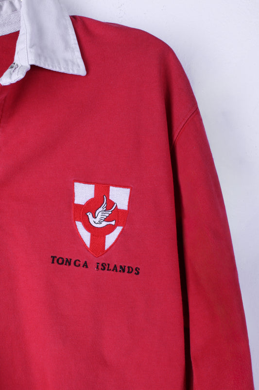 Vintage Tonga Islands Red Rugby Polo