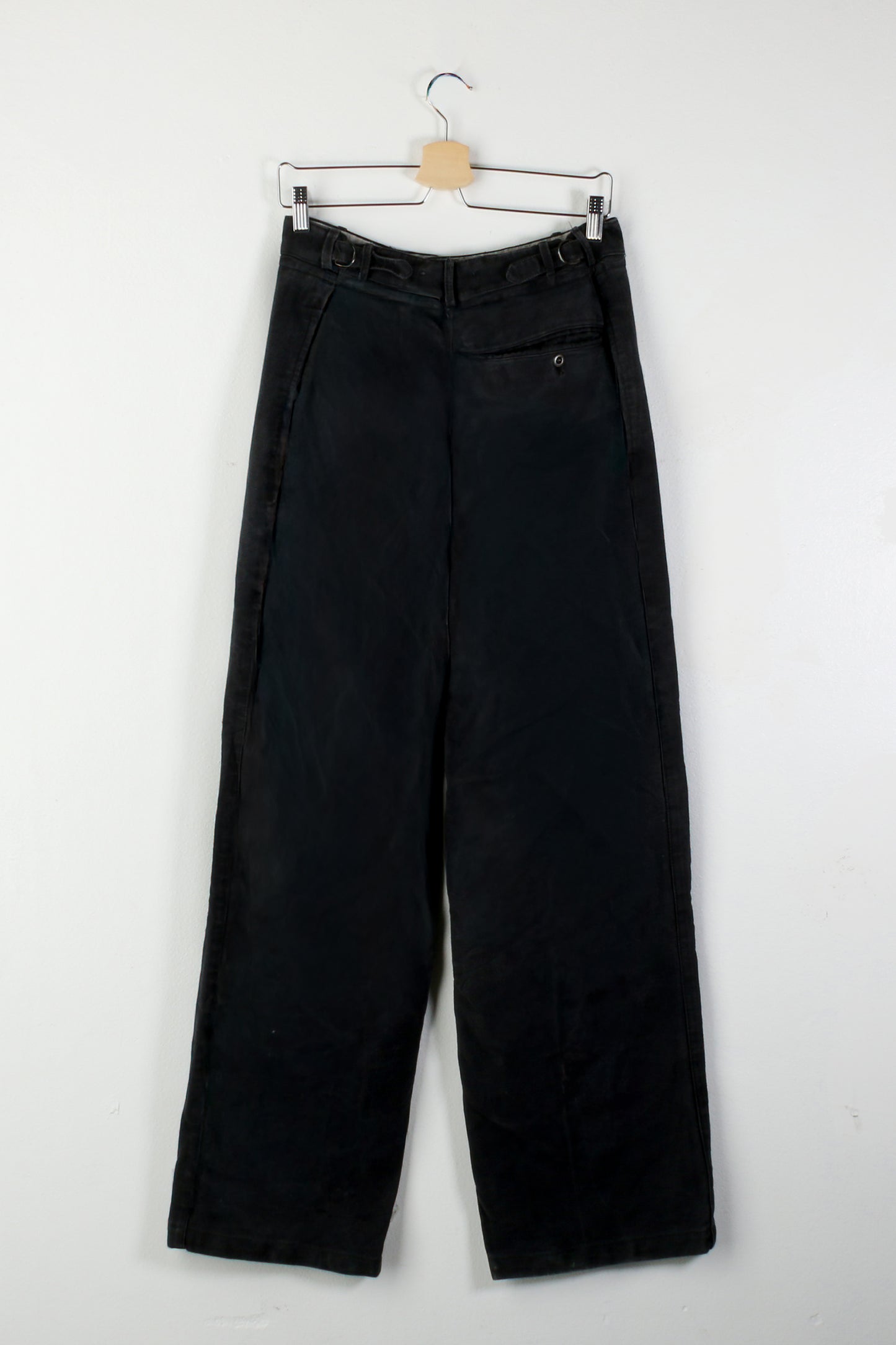 Pantaloni vintage neri scoloriti da uomo