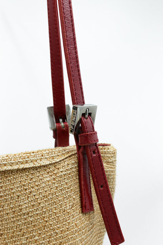 Borsa a tracolla Fendi in rafia rossa