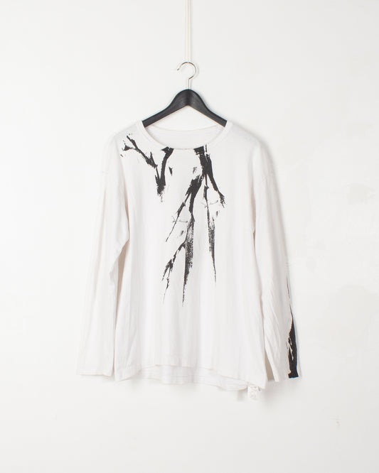 Yamamoto S'TYLE White Cotton Printed Tee