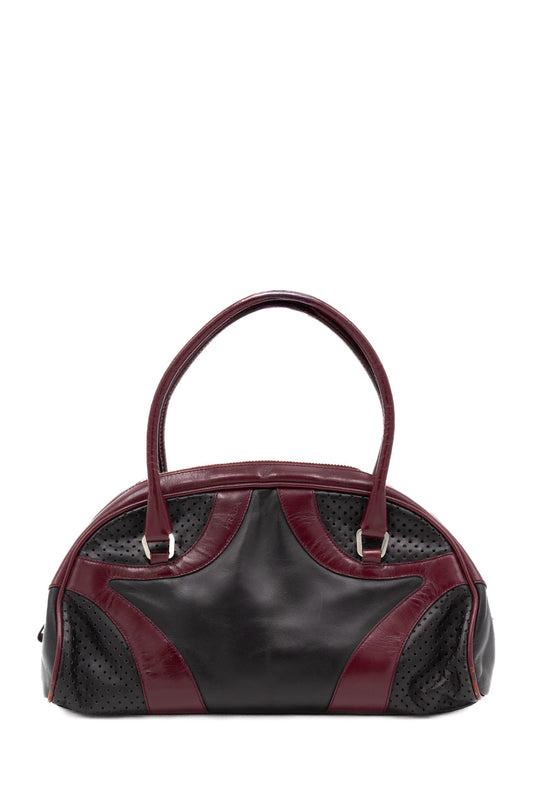 Borsa bowling Prada in pelle nera e bordeaux