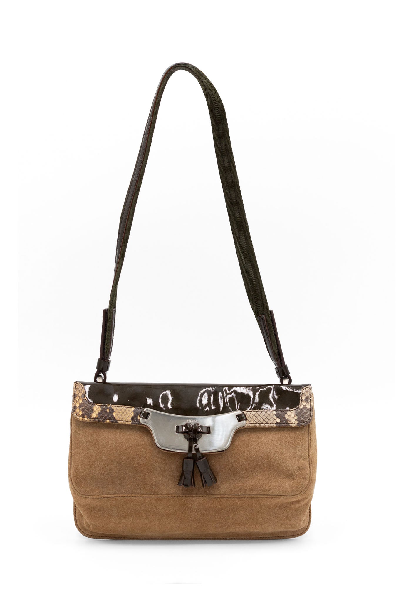 Prada Suede & Patent Shoulder Bag
