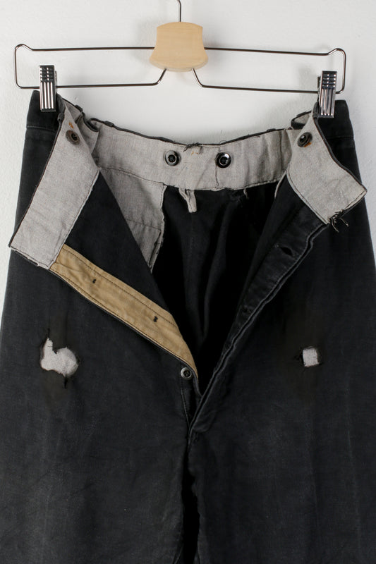 Pantaloni vintage neri scoloriti da uomo