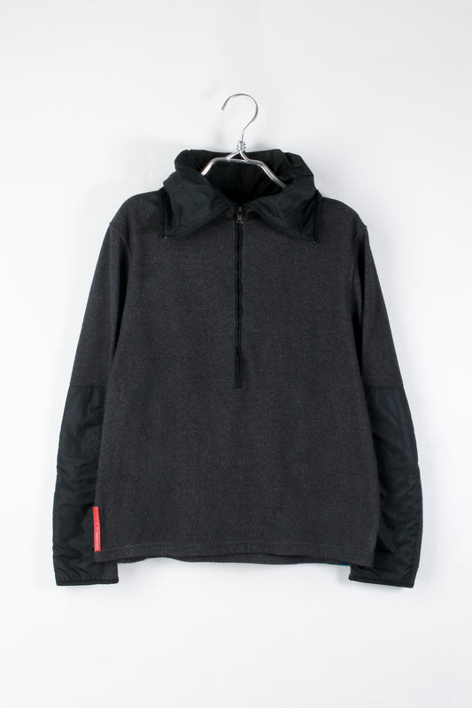 Felpa con cappuccio grigio scuro Prada Linea Rossa da uomo