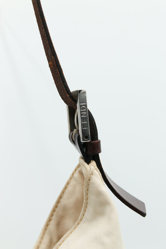 Fendi Mamma Baguette Shoulder Bag Canvas Beige