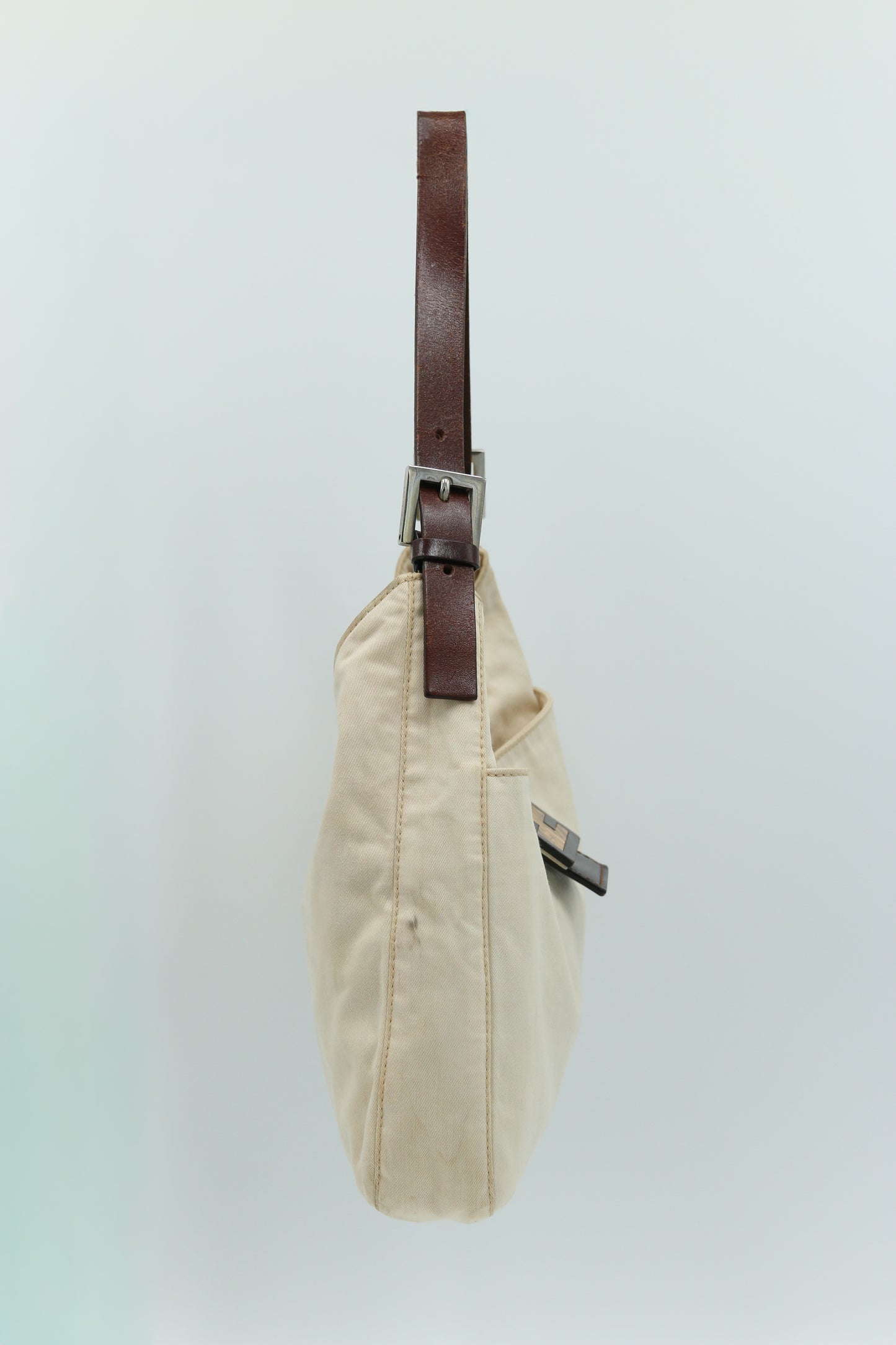 Fendi Mamma Baguette Shoulder Bag Canvas Beige