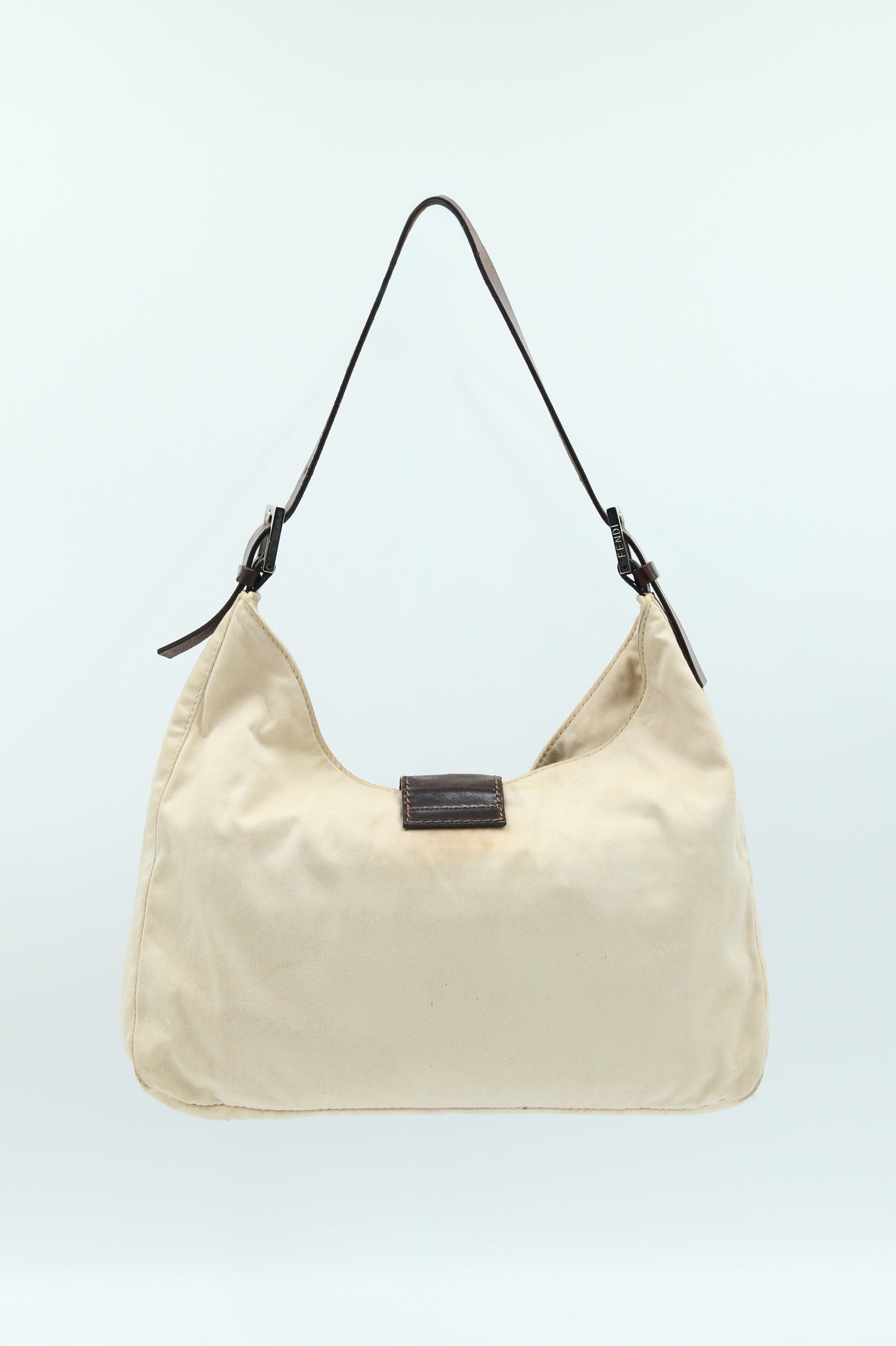 Fendi Mamma Baguette Shoulder Bag Canvas Beige