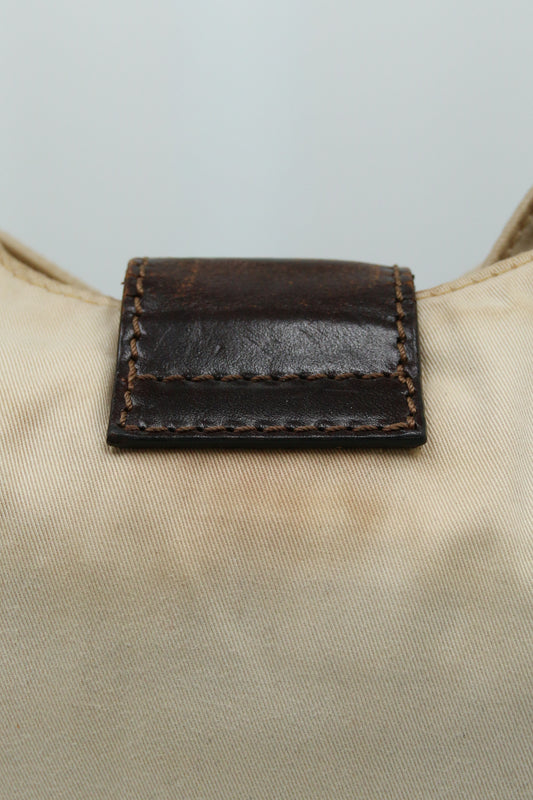 Fendi Mamma Baguette Shoulder Bag Canvas Beige