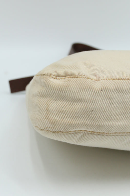 Fendi Mamma Baguette Shoulder Bag Canvas Beige