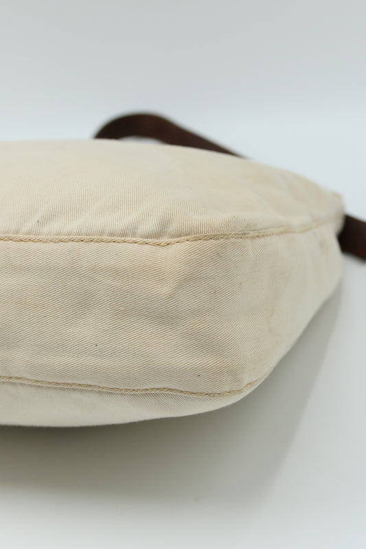 Fendi Mamma Baguette Shoulder Bag Canvas Beige