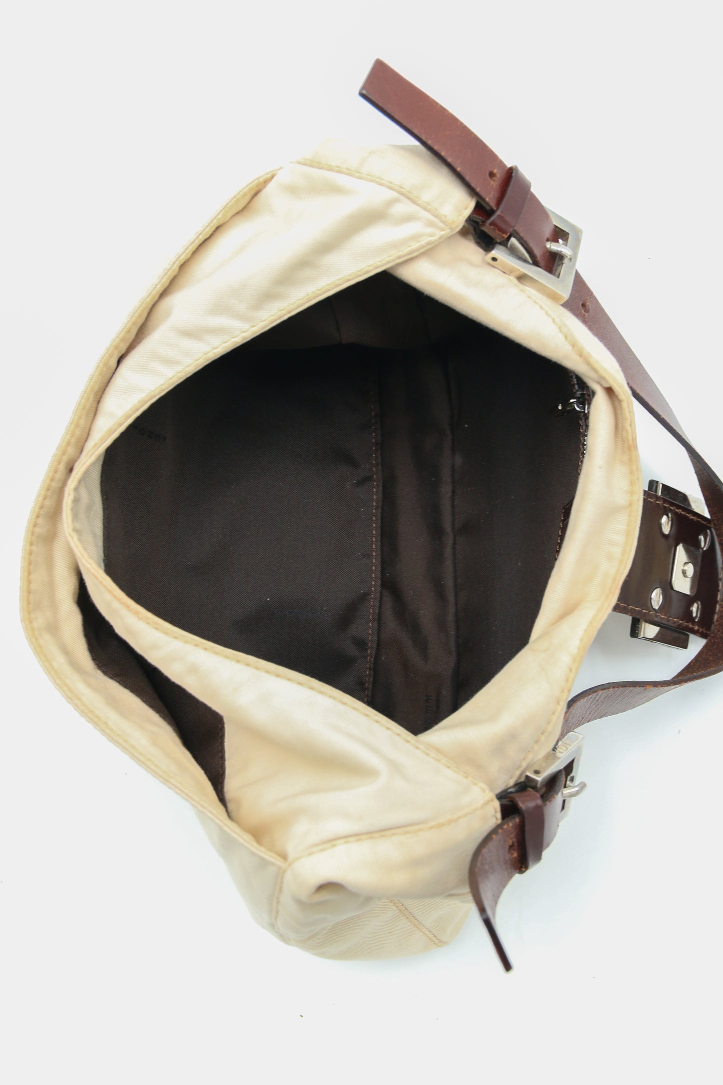 Fendi Mamma Baguette Shoulder Bag Canvas Beige