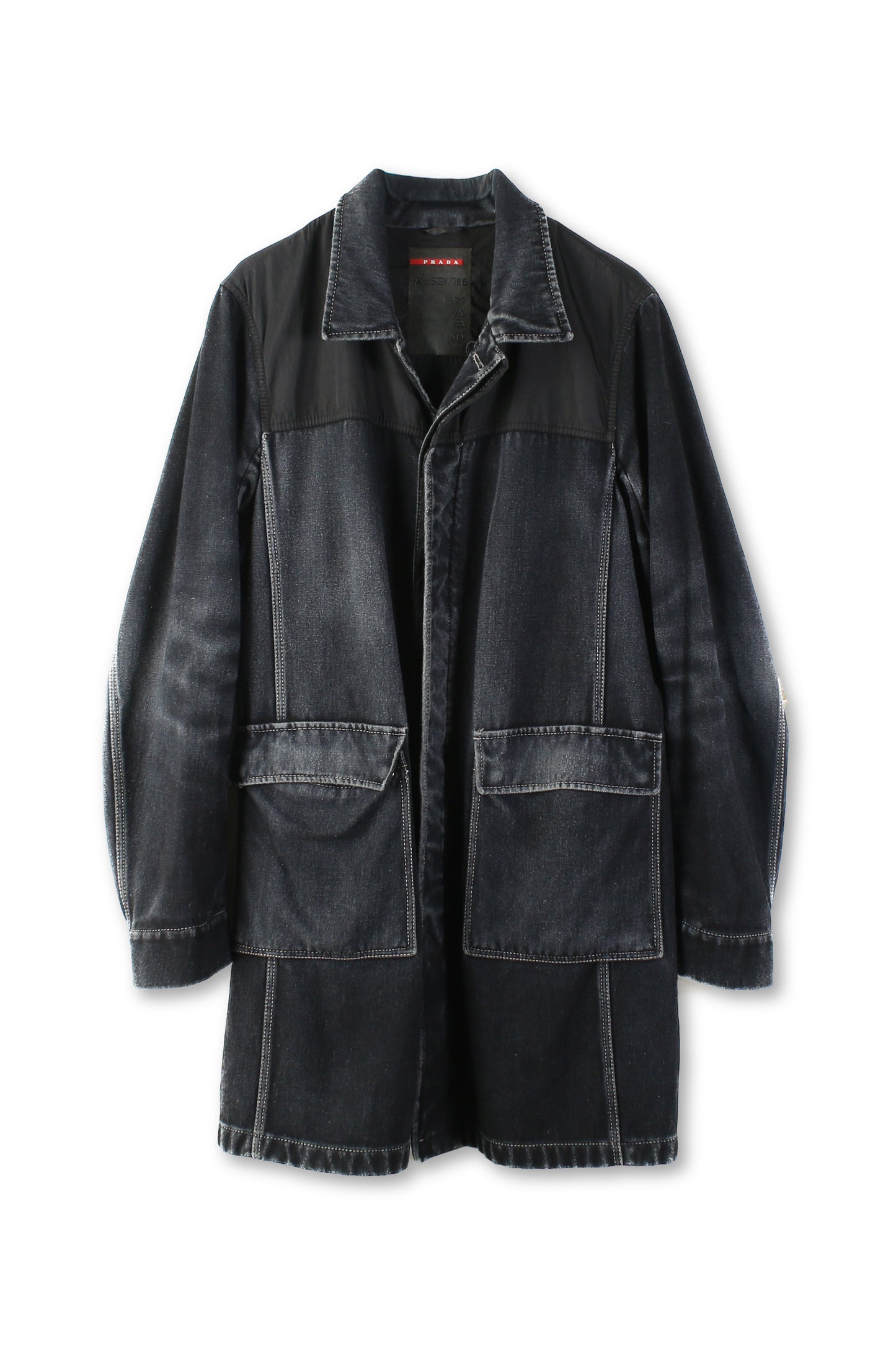 Prada Black Washed Wool Coat