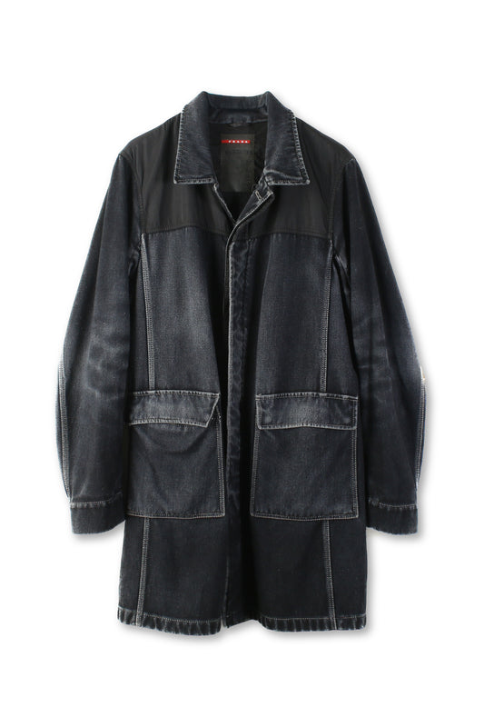 Prada Black Washed Wool Coat