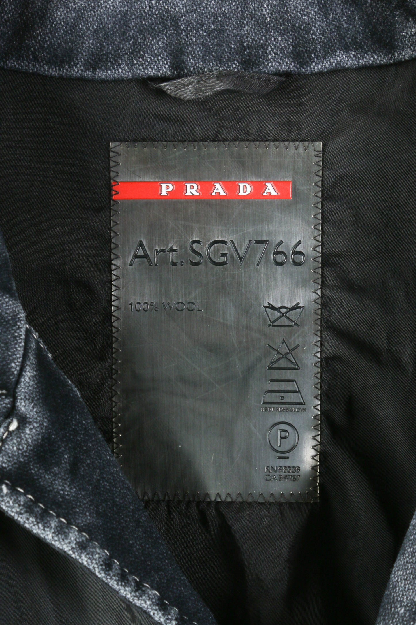 Prada Black Washed Wool Coat
