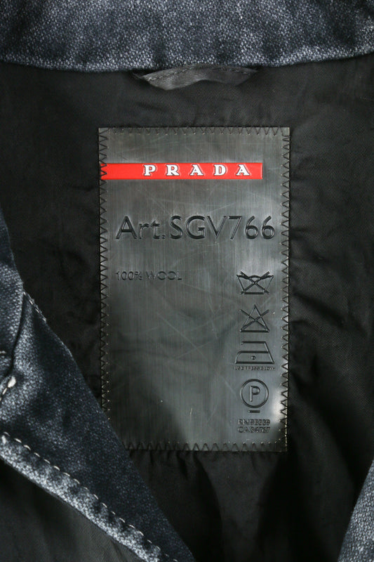 Prada Black Washed Wool Coat