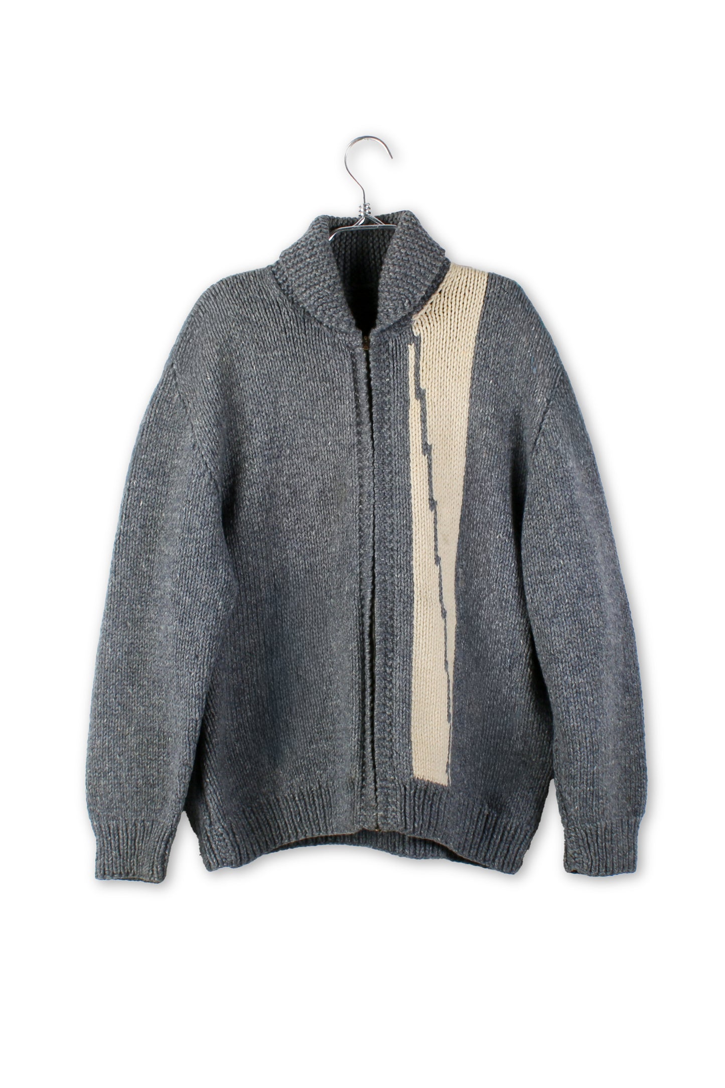 Wool Hand Made Grey Cowichan Sweater