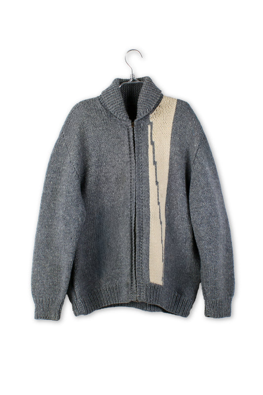 Wool Hand Made Grey Cowichan Sweater