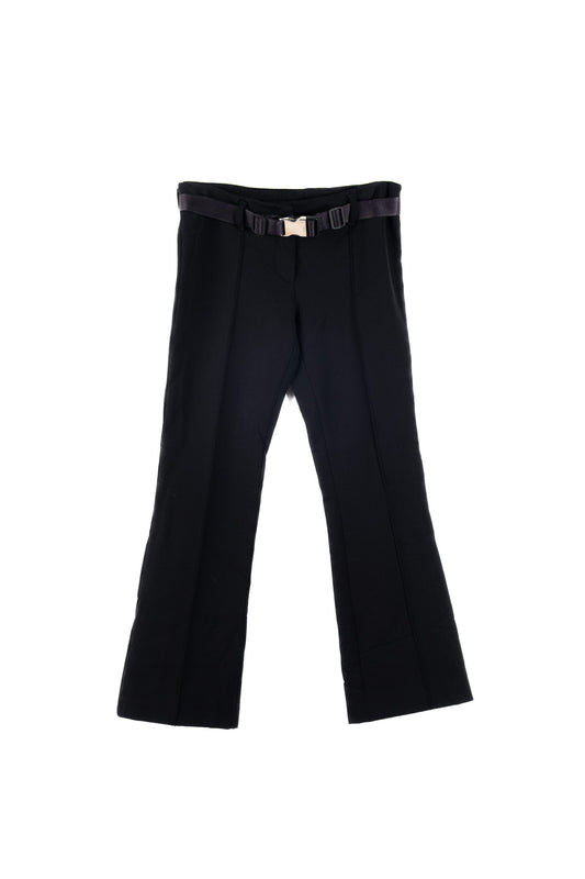 Pantaloni neri con cintura Prada da donna