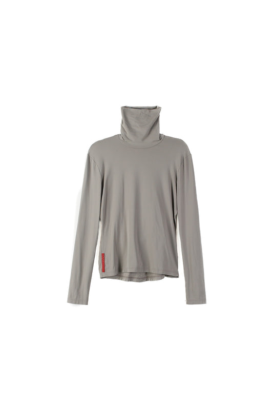 Top tecnico a maniche lunghe color tortora Prada Linea Rossa da donna