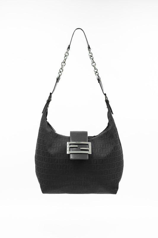 Borsa a tracolla nera Fendi Mamma Baguette