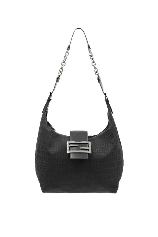 Borsa a tracolla nera Fendi Mamma Baguette