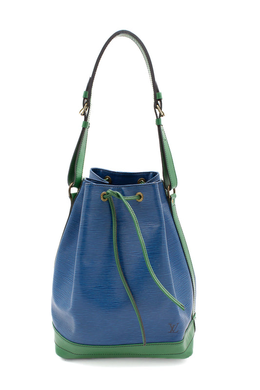Borsa a secchiello Louis Vuitton Noé Epi blu e verde