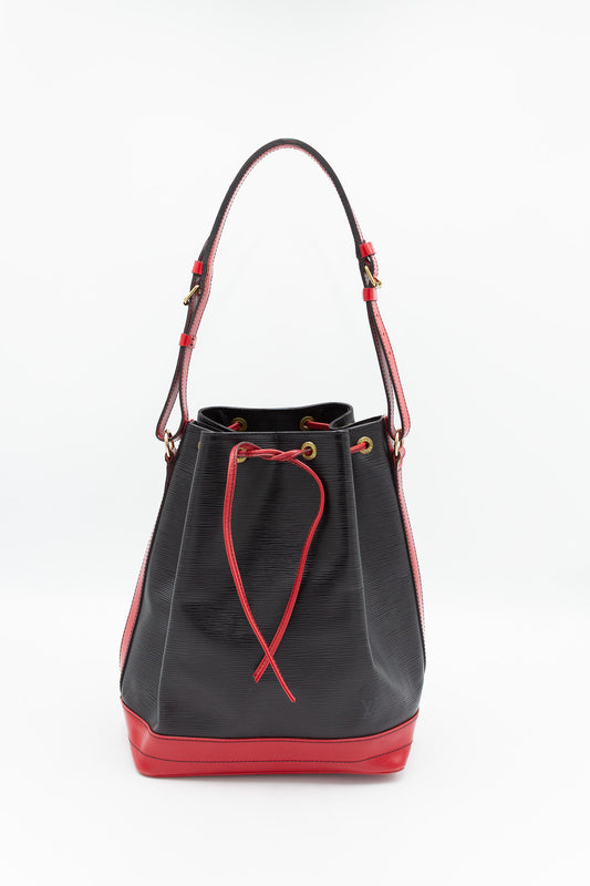 Louis Vuitton Noé Black and Red Epi Leather Bucket Bag
