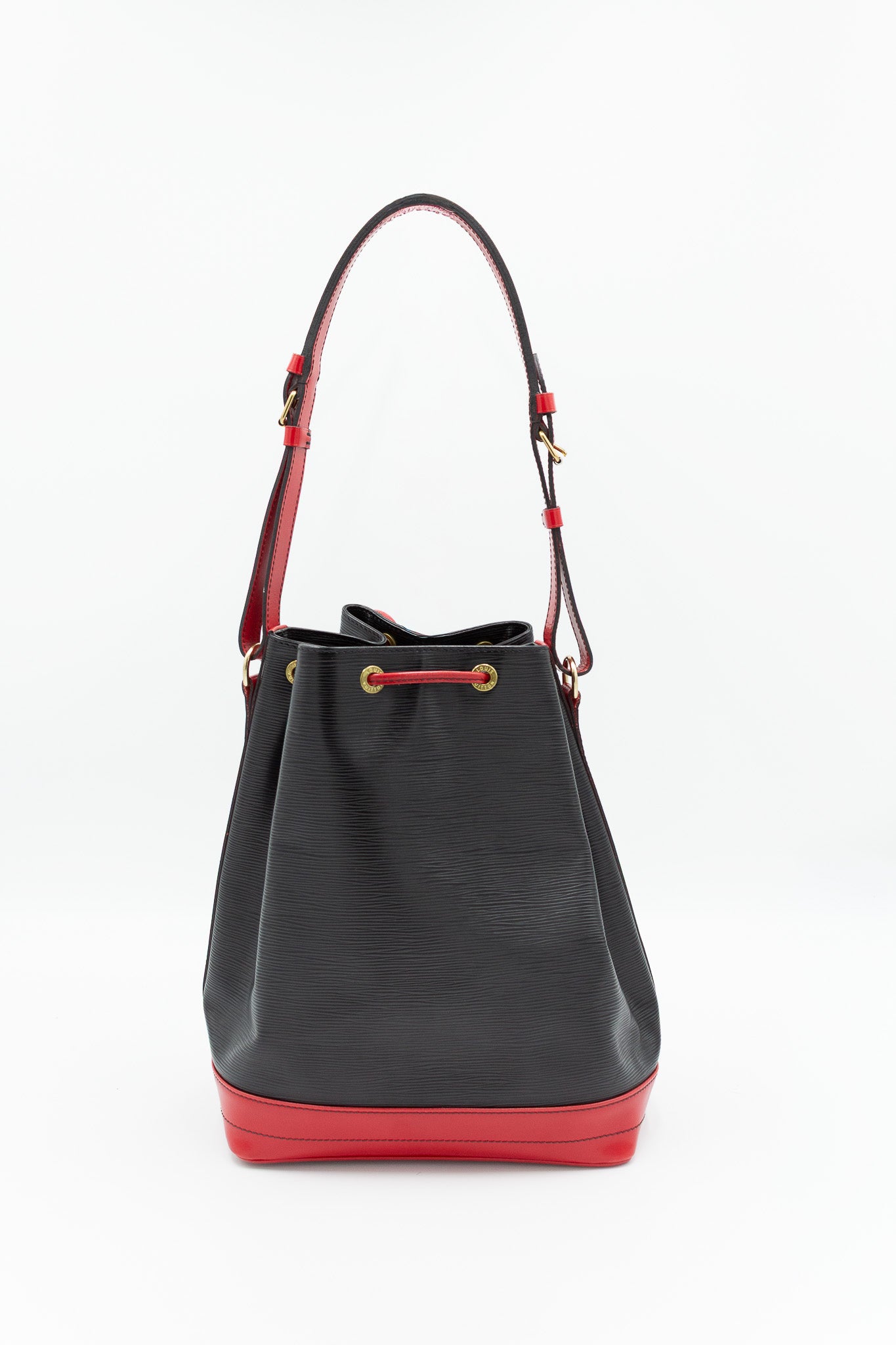 Louis Vuitton Noé Black and Red Epi Leather Bucket Bag