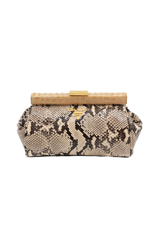 Pochette in pelle di pitone Prada