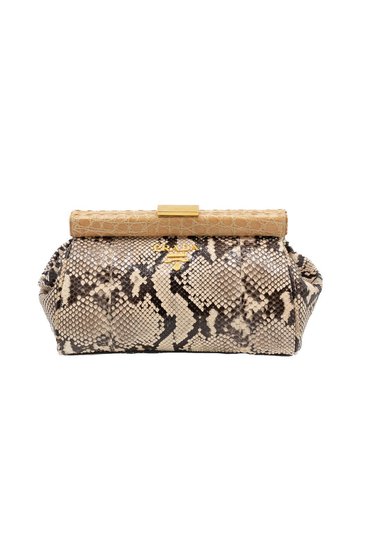 Prada Python Leather Clutch