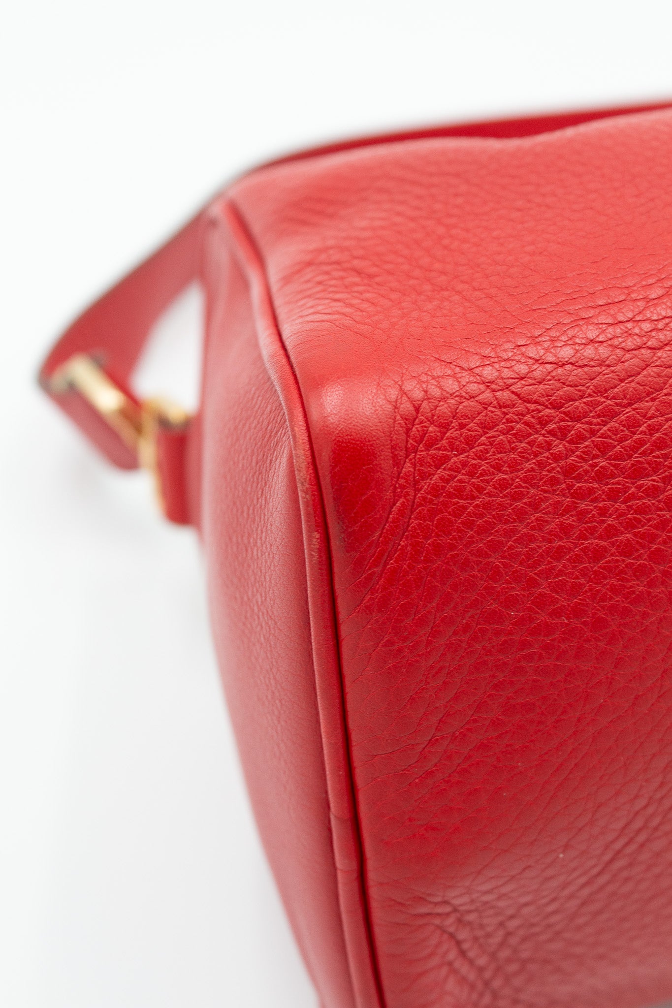 Prada Shoulder Bag in Red Pebbled Leather