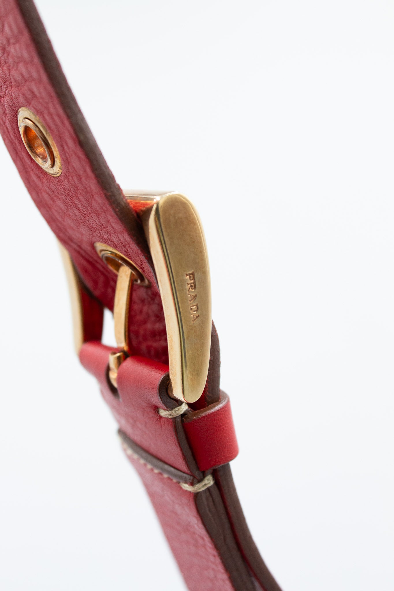 Prada Shoulder Bag in Red Pebbled Leather