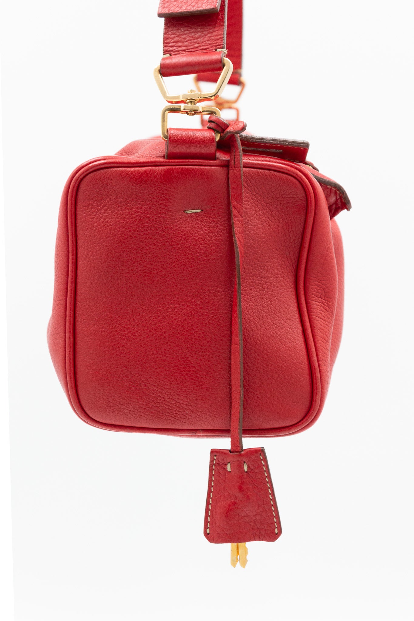 Prada Shoulder Bag in Red Pebbled Leather