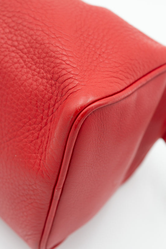 Prada Shoulder Bag in Red Pebbled Leather